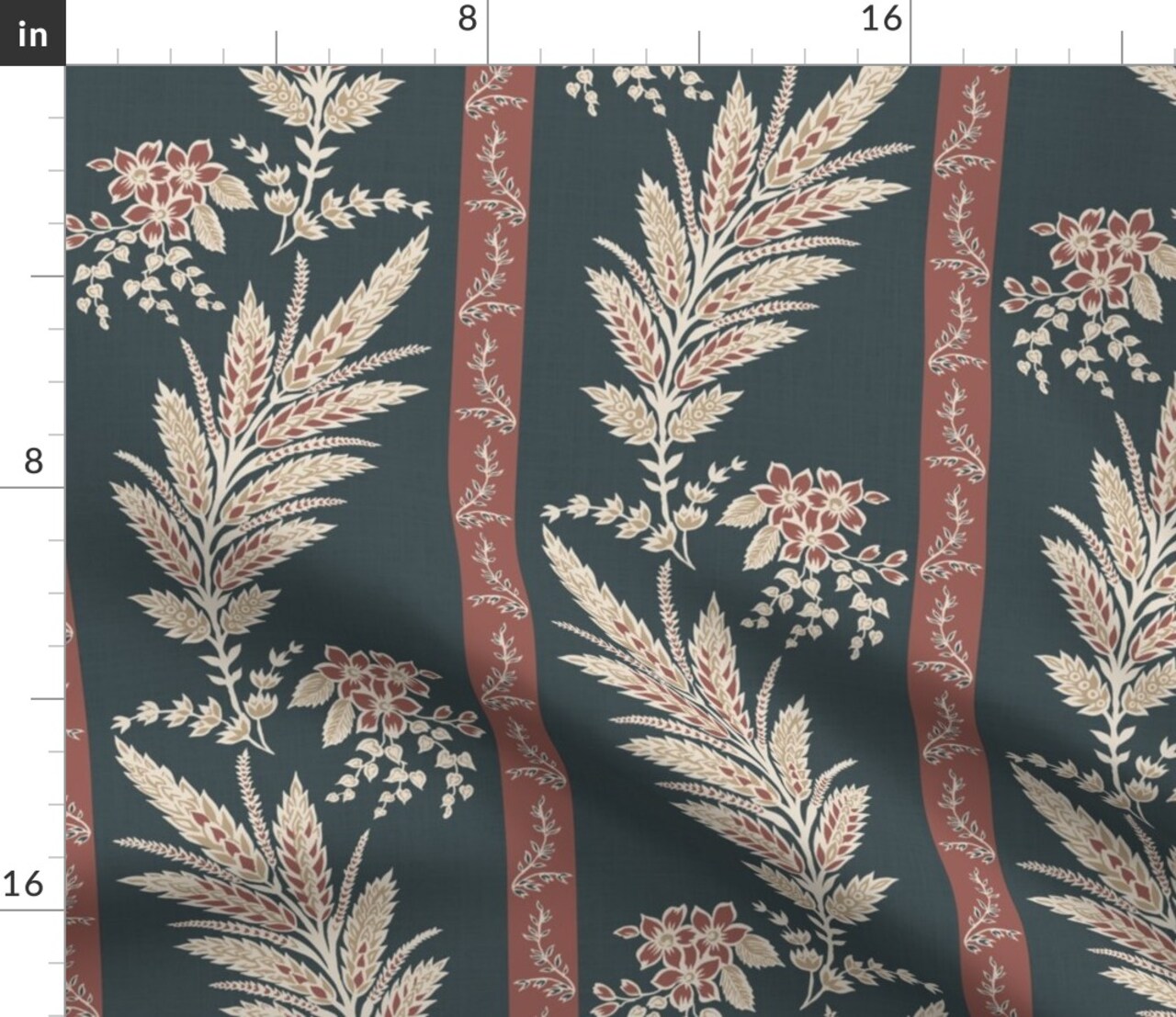 Grandmillennial Stripe Heritage Revival Muted Colors Rococo French Country Cottage Maximalism Rustic Vintage Gray Green Mauve Custom Printed Fabric by Spoonflower Various Fabrics by the Yard or Fat Quarter 21049651